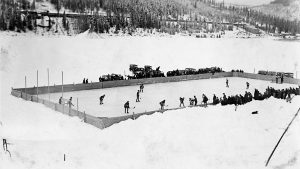 WP00854: The hockey rink on the Jack O' Clubs Lake ca. 1930s.